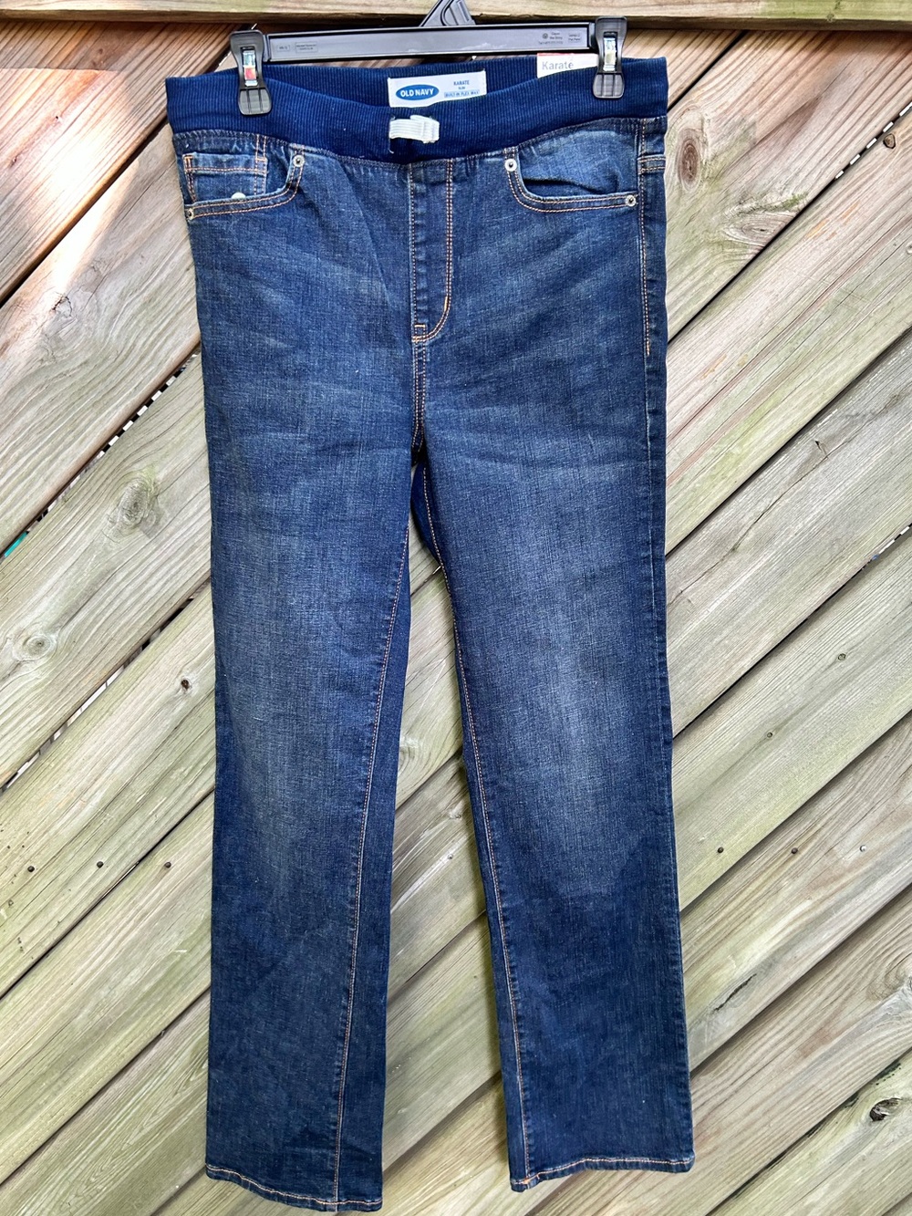 Old Navy Dark Blue Boy’s denim Karate Slim  adjustable Waistband XL (14-16) NWT